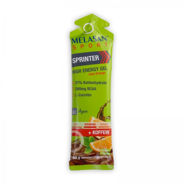 Melasan® High Energy Gel SPRINTER Cola-Orange mit Koffein 50g Sachet