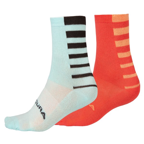 Endura Damen Coolmax® Stripe Socken (2er-Pack) Punch Pink